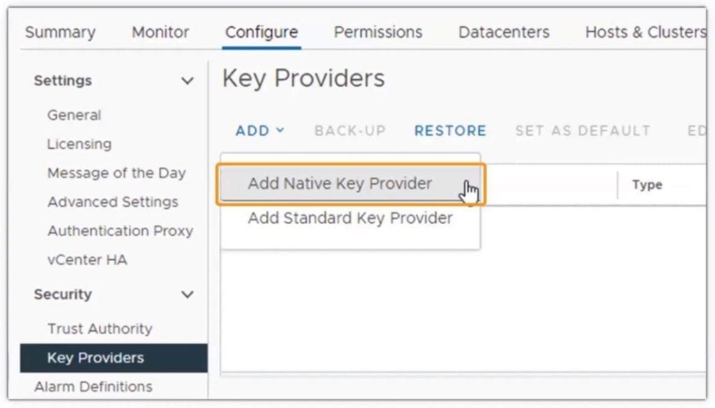 vSphere 7 Update 2 Native Key Provider