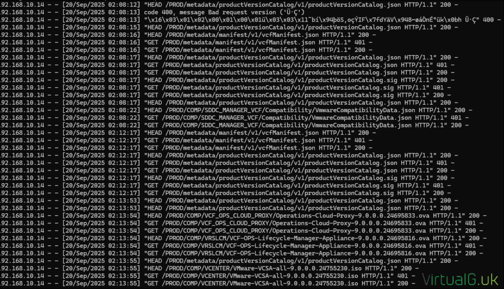 Vcf 9 Binaries Downloaded from Python Server