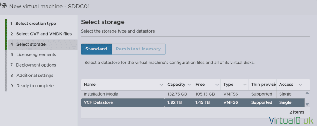Vcf 9 Lab Deployment Virtualguk 010 Virtualguk Select a Storage Location